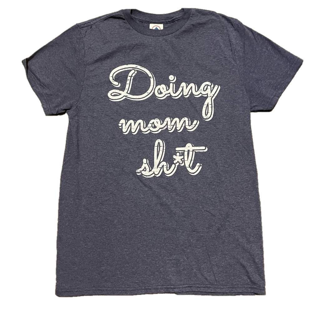 Boutique Graphic TShirt Womens Small Gray Cotton Short Sleeve